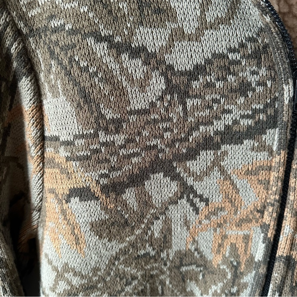 Whitewater Vintage Real Tree Camouflage Wool Sherpa Zip Up Sweater Sz L Hunting - Picture 4 of 15